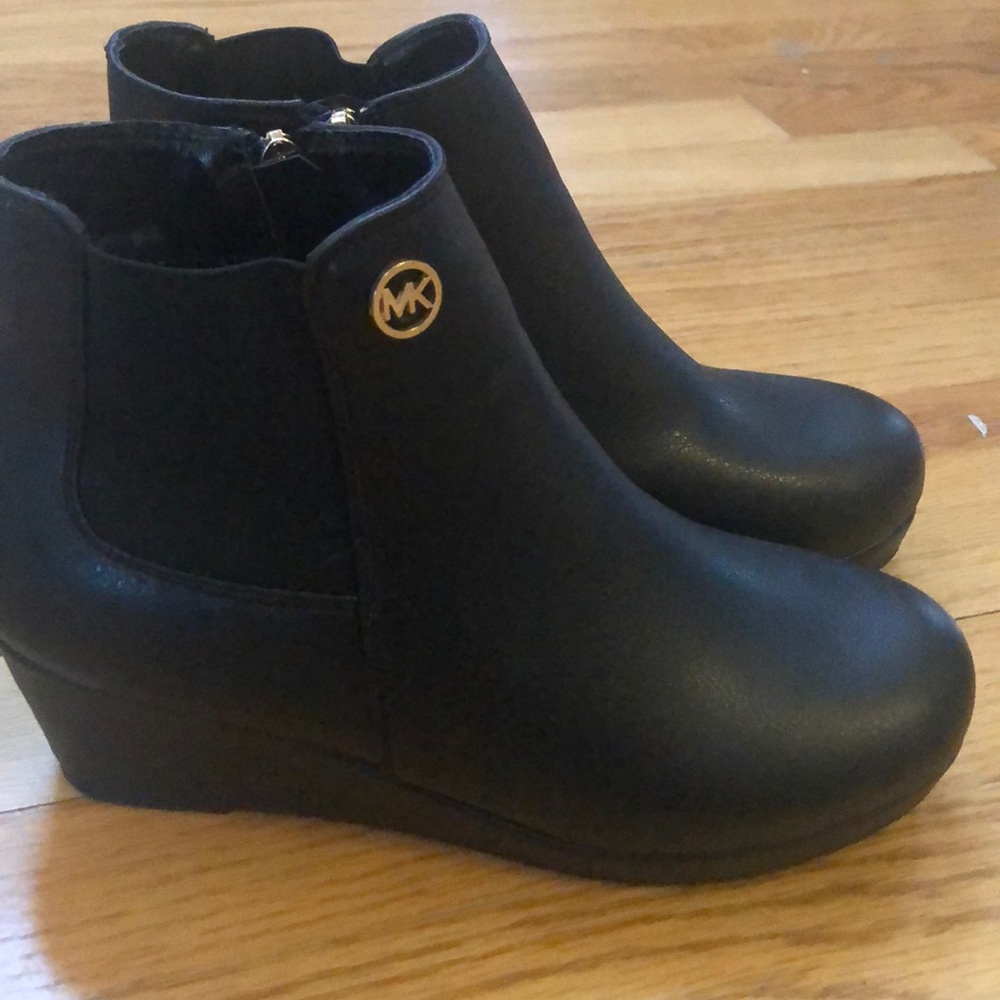Michael Kors black wedge booties size 4